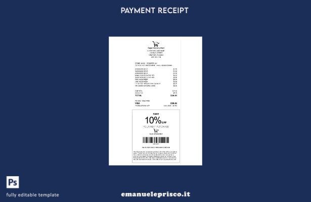 modello di ricevuta di pagamento Super Grocery Mart in stile verificato